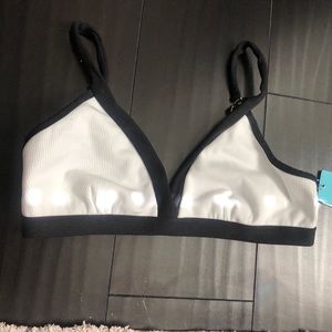 White & Black L Beach Bunny Bikini Presley Top NWT